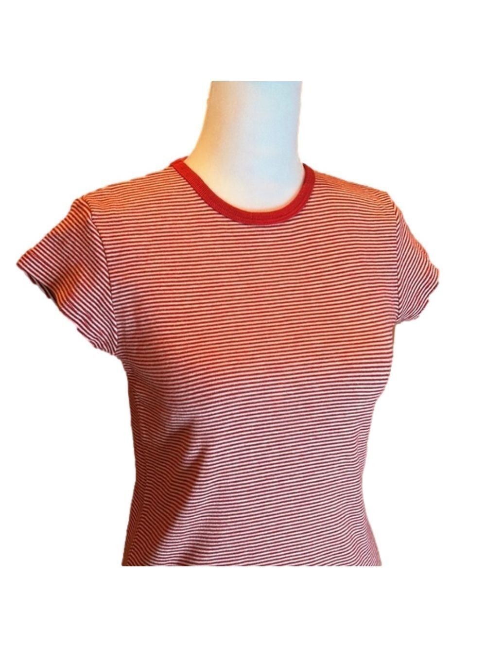 BRANDY MELVILLE Vintage Red & White Striped Tee Size S - Picture 2 of 7